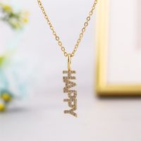 Simple Copper Inlaid Zirconium Happy Letter Necklace Wholesale Nihaojewelry sku image 1