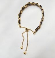 Wholesale Bijoux Hit Couleur Perles Dorées Tressées Gland Bracelet Réglable En Acier Titane Nihaojewelry sku image 1