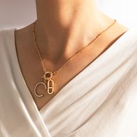 Full Diamond Letter C Pendant Necklace Chain Irregular Pendant Clavicle Chain main image 1