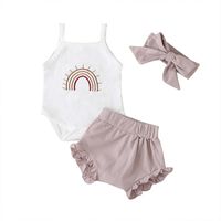 Summer Baby Girl   Romper Plaid Shorts Three-piece Baby Pants Set Fashion Baby Clothe sku image 11