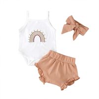 Summer Baby Girl   Romper Plaid Shorts Three-piece Baby Pants Set Fashion Baby Clothe sku image 16