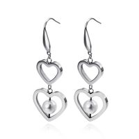 New Style Titanium Steel Double Heart-shaped Pearl Earrings Wholesale Nihaojewelry main image 6