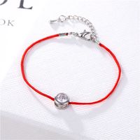 Wholesale Jewelry Red String Rope Copper Inlaid Round Zircon Bracelet Nihaojewelry main image 2