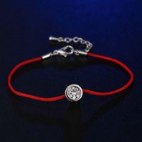 Wholesale Jewelry Red String Rope Copper Inlaid Round Zircon Bracelet Nihaojewelry main image 3