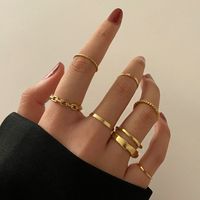 Simple Fashion Geometric Solid Color Twist Chain Seven-piece Ring Set main image 1