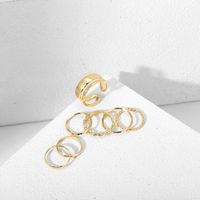 Simple Fashion Geometric Solid Color Twist Chain Seven-piece Ring Set main image 5