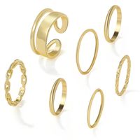 Simple Fashion Geometric Solid Color Twist Chain Seven-piece Ring Set main image 6