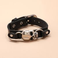 Wholesale Jewelry Punk Style Skull Wide Leather Bracelet Nihaojewelry main image 3