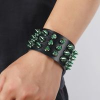 Wholesale Jewelry Punk Style Three-row Color Spikes Leather Bracelet Nihaojewelry main image 3