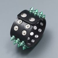 Wholesale Jewelry Punk Style Three-row Color Spikes Leather Bracelet Nihaojewelry main image 6