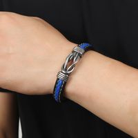 Wholesale Jewelry Two-color Leather Magnet Buckle Bracelet Nihaojewelry main image 6