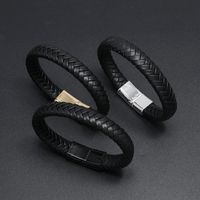 Wholesale Jewelry Solid Color Woven Magnet Buckle Leather Bracelet Nihaojewelry main image 4