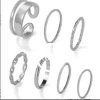 Simple Fashion Geometric Solid Color Twist Chain Seven-piece Ring Set sku image 2