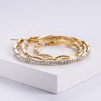 Simple Style Doll Plating Diamond Stainless Steel Rhinestones 18K Gold Plated Earrings sku image 1