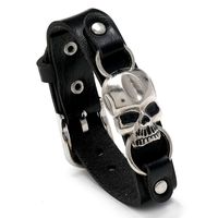 Wholesale Jewelry Punk Style Skull Wide Leather Bracelet Nihaojewelry sku image 1
