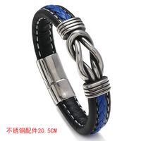 Wholesale Jewelry Two-color Leather Magnet Buckle Bracelet Nihaojewelry sku image 1