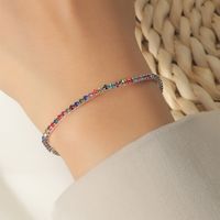 Simple Colorful Ultra-fine Single Drainage Diamond Bracelet Wholesale Nihaojewelry main image 3