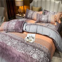 Wholesale Gradient Color Lace Flower Printed Brushed Bedclothes Set Nihaojewelry main image 5