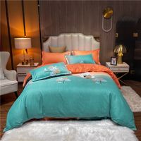 Wholesale Gradient Color Flower Printed Brushed Green Bedding Set Nihaojewelry main image 1