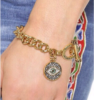 Fashion Metal Flash Diamond Devil's Eye Pendant Chain Bracelet Wholesale Nihaojewelry main image 1