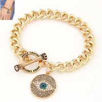 Fashion Metal Flash Diamond Devil's Eye Pendant Chain Bracelet Wholesale Nihaojewelry sku image 1
