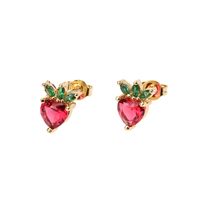 Wholesale Jewelry Cute Fruit Zircon Copper Earrings Nihaojewelry sku image 10
