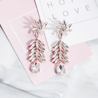 Fashion New Flower Diamond Long Exaggerated Earrings sku image 1