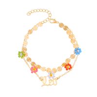 Wholesale Creative Beads Flower Letter Constellation Anklet Nihaojewelry sku image 3