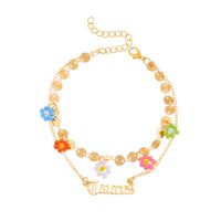 Wholesale Creative Beads Flower Letter Constellation Anklet Nihaojewelry sku image 4