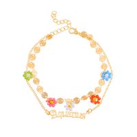 Wholesale Creative Beads Flower Letter Constellation Anklet Nihaojewelry sku image 6