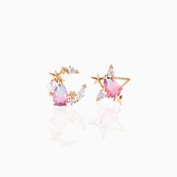 Retro Star Moon Gold Plated Copper Earrings Wholesale Nihaojewelry main image 6