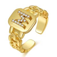 Fashion Letter Series Plated Real Gold Copper Open Ring Wholesale Nihaojewelry main image 3
