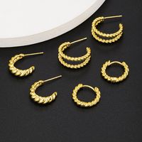 Retro C-shaped Twist Copper Earrings Wholesale Nihaojewelry main image 5