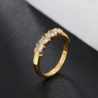 European And American Simple Style New Ring Zircon Ring Female Copper Plated 18k Gold Jewelry Spot main image 3