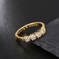 European And American Simple Style New Ring Zircon Ring Female Copper Plated 18k Gold Jewelry Spot main image 5