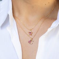 Simple Gold Plated Star Moon Copper Necklace Wholesale Nihaojewelry main image 1