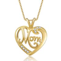 Fashion Letter Mom Micro-inlaid Zircon Heart-shaped Copper Necklace Wholesale Nihaojewelry main image 2
