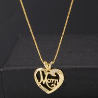 Fashion Letter Mom Micro-inlaid Zircon Heart-shaped Copper Necklace Wholesale Nihaojewelry main image 4