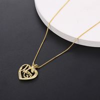 Fashion Letter Mom Micro-inlaid Zircon Heart-shaped Copper Necklace Wholesale Nihaojewelry main image 5