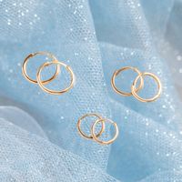 Simple Smooth Circle Gold Plated Copper Ear Buckle Wholesale Nihaojewelry main image 4