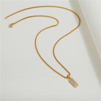 New Vintage Long Square Stainless Steel Chain Copper Inlaid Zircon Necklace Wholesale Nihaojewelry main image 4
