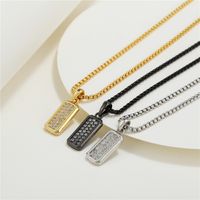 New Vintage Long Square Stainless Steel Chain Copper Inlaid Zircon Necklace Wholesale Nihaojewelry main image 5