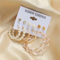Korean Pearl Heart C-shape Earrings Wholesale Nihaojewelry main image 5