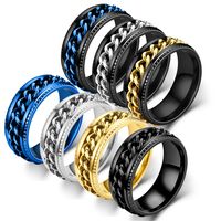 New Simple Titanium Steel Rotatable Embossed Chain Ring Wholesale Nihaojewelry main image 1