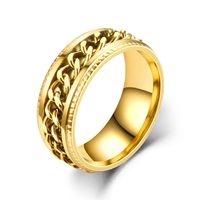 New Simple Titanium Steel Rotatable Embossed Chain Ring Wholesale Nihaojewelry main image 3