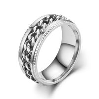 New Simple Titanium Steel Rotatable Embossed Chain Ring Wholesale Nihaojewelry main image 4