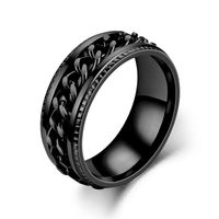 New Simple Titanium Steel Rotatable Embossed Chain Ring Wholesale Nihaojewelry main image 5