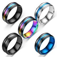 Neue Einfache Titan Stahl Abgeschrägte Kante Geschlitzte Farbe Ring Großhandel Nihao Schmuck main image 2