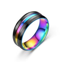 Neue Einfache Titan Stahl Abgeschrägte Kante Geschlitzte Farbe Ring Großhandel Nihao Schmuck main image 6