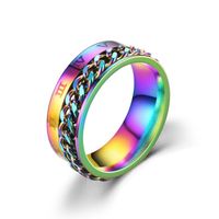 New Simple Titanium Steel Rotatable Roman Chain Ring Wholesale Nihaojewelry main image 3